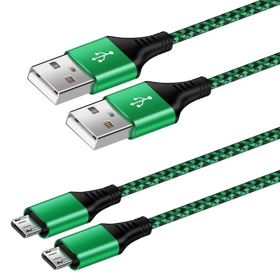 Micro Usb Cable 6ft 2 Pack,AILKIN Android Cable Nylon Braided Micro USB Fast Charging Micro Cables Cords,Green
