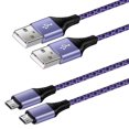 thumbnail image 1 of Micro Usb Cable 6ft 2 Pack,ABCPOW Android Cable Nylon Braided Micro USB Fast Charging Micro Cables Cords,Purple, 1 of 6