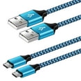 thumbnail image 1 of Micro Usb Cable 6ft 2 Pack,ABCPOW Android Cables Nylon Braided USB Micro Fast Charging Cords,Blue, 1 of 6