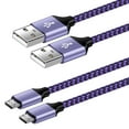 thumbnail image 1 of Micro Usb Cable 6ft 2 Pack,AILKIN Android Cables Nylon Braided USB Micro Fast Charging Cords,Purple, 1 of 6
