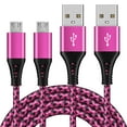 thumbnail image 1 of Micro Usb Cable 6ft 2 Pack,Android Charger Cable Nylon Braided Micro USB Fast Charging Cords,Rose, 1 of 5
