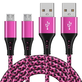 Micro Usb Cable 6ft 2 Pack,Android Charger Cable Nylon Braided Micro USB Fast Charging Cords,Rose