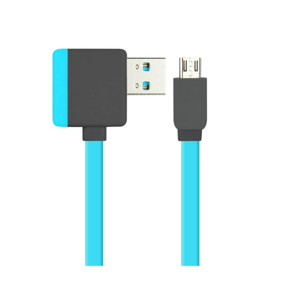 Micro Usb Piggyback Flat Liberator Usb Cable 3.2ft In Blue