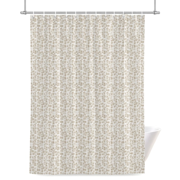 Micro Vines Shower Curtain, Cream Tiny Leaves Delicate Trails Ditsy Botanical Stems Waterproof Shower Curtain Set with 12 Hooks Lightweight Bath Curtains Fabric Bathroom Decor 36x72 Inches