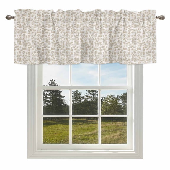 Micro Vines Valances for Windows Cream Tiny Leaves Delicate Trails Ditsy Botanical Stems Valance Curtains Rod Pocket Bathroom Small Window Treatments for Kitchen Living Room Bedroom, 42"x18"