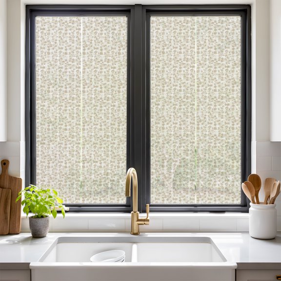 Micro Vines Window Privacy Film Cream Tiny Leaves Delicate Trails Ditsy Botanical Stems Non Adhesive Window Cling Stickers Static Cling Glass Decals for Home Party Decoration 17.7 x 39.3 in