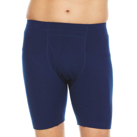 Men's Merino Wool Midway Boxer Briefs - Everyday Wear - Breathable Underwear - Navy Blue - Medium
