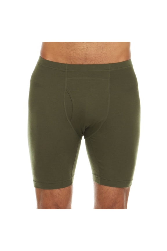Men's Merino Wool Midway Boxer Briefs - Everyday Wear - Breathable Underwear - Olive Drab - XX-Large