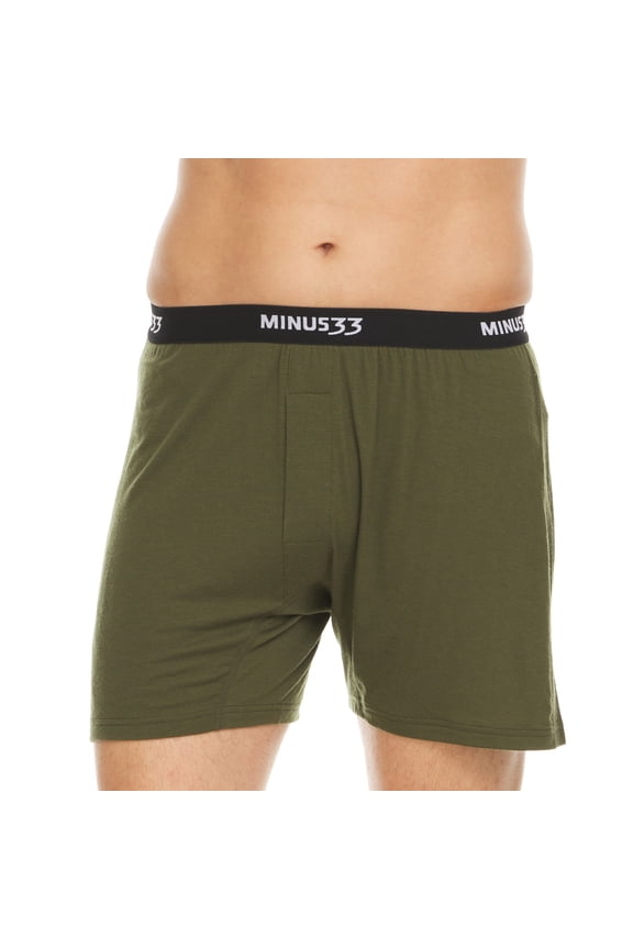 Woolverino - Men's Merino Wool Microweight Boxer Shorts - Olive Drab - Large