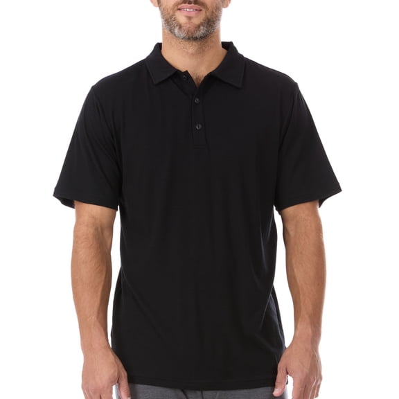 Woolverino - Men's Merino Wool Microweight Polo - Black - Large