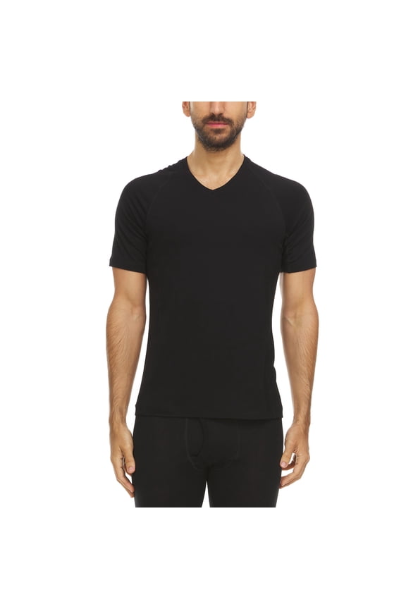 Woolveirno - Men's Microweight Merino Wool V-Neck T-Shirt - Black - Small