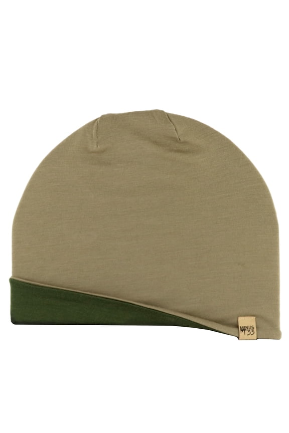 Woolverino - Microweight Merino Wool Reversible Shade Beanie - 499 Tan / Olive Drab