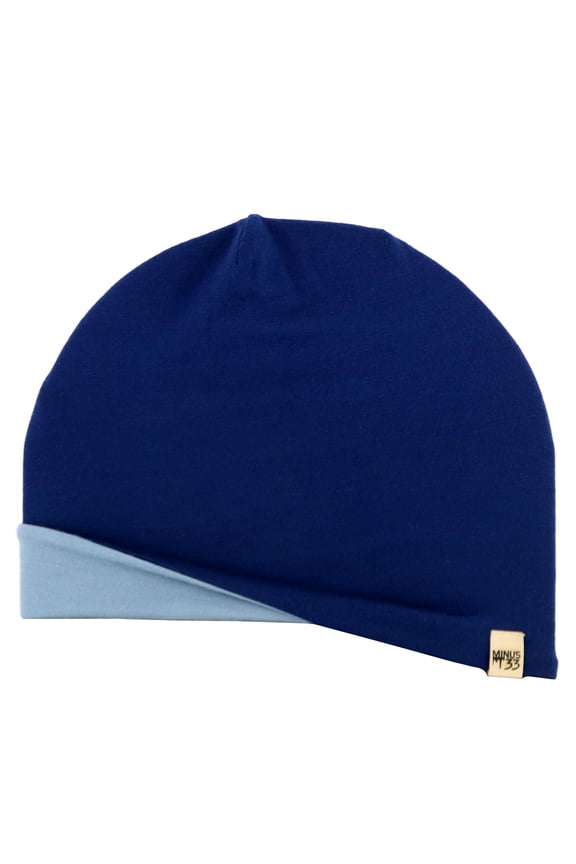 Woolverino - Microweight Merino Wool Reversible Shade Beanie - Navy / Slate Blue