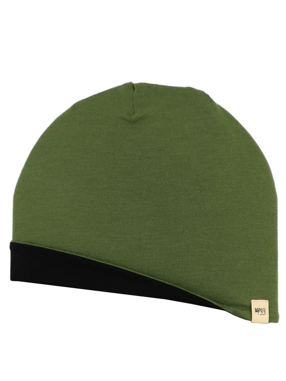 Woolverino - Microweight Merino Wool Reversible Shade Beanie - Olive Drab / Black