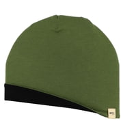 Woolverino - Microweight Merino Wool Reversible Shade Beanie - Olive Drab / Black