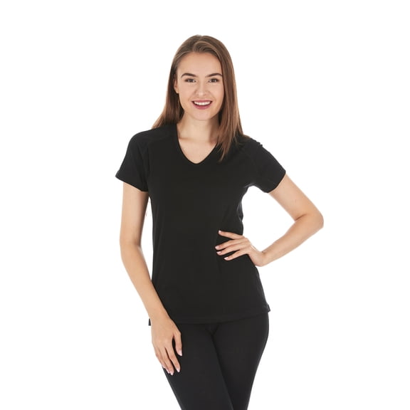 Woolverino - Women's Merino Wool Microweight V-Neck T-Shirt - Black - Medium