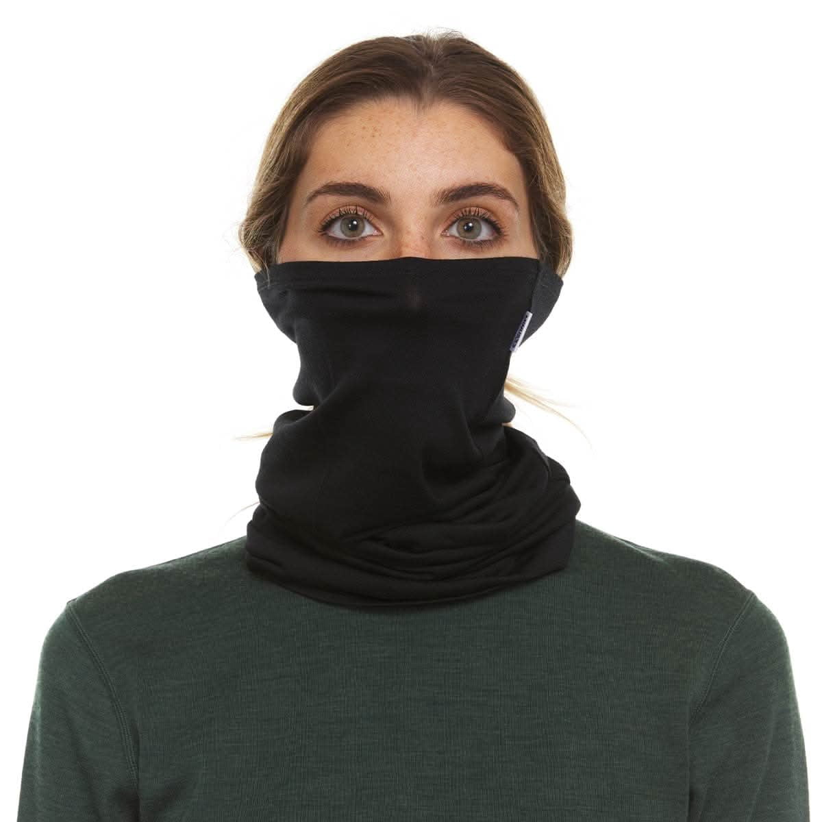 Woolverino - Merino Wool Microweight Multiclava - Multifunctional Headwear- UV Protection - Hiking Neck Gaiter - Hunting Balaclava - Black