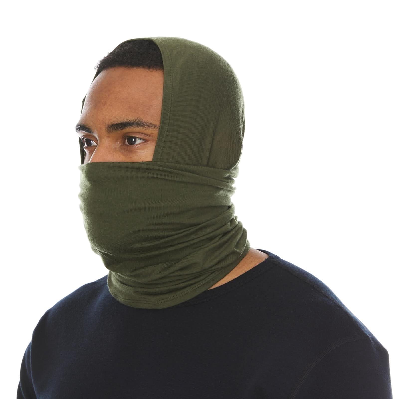 Woolverino - Merino Wool Microweight Multiclava - Multifunctional Headwear- UV Protection - Hiking Neck Gaiter - Hunting Balaclava - Olive Drab