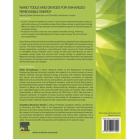 Pre-Owned Nano Tools and Devices for Enhanced Renewable Energy (Micro and Nano Technologies) [Paperback] Devasahayam, Sheila and Hussain, Chaudhery Mustansar
