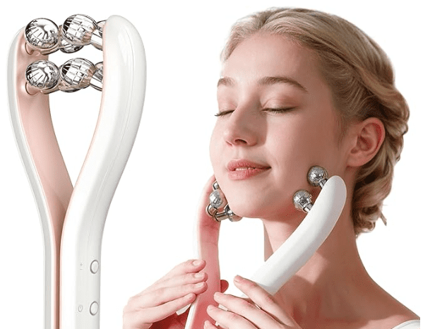 Micro current facial massager with 3D roller, 3 intensity levels, USB-C rechargeable, facial and neck lifting and toning tools, gentle shaping and skincare absorption