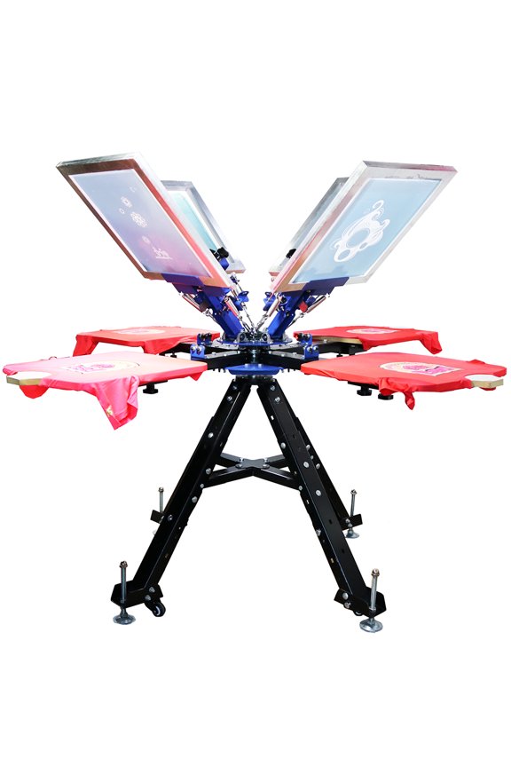 Micro-registration Silk Screen Printing Machine Double Rotating T-Shirt Screen Printing Press 4 Color 4 Station Screen Printer