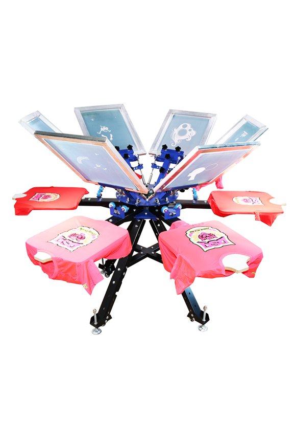 Micro-registration Silk Screen Printing Machine T-Shirt Screen Printing Press 6 Color 6 Station Screen Printer