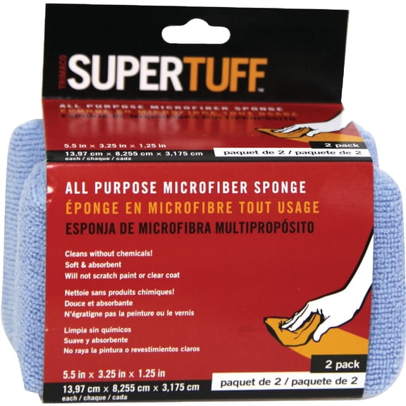 Intex Supply Co. Microfiber Car Wash Sponge - Non-Scratch - 2 Pack, Multicolor