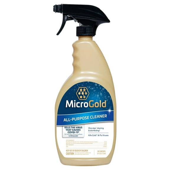 MicroGold All-Purpose Cleaner Spray Kills 99.9% of Bacteria and Viruses Bleach Free for Use in Kitchens and Bathrooms, 24 Fluid Ounces, 1 Pack C67