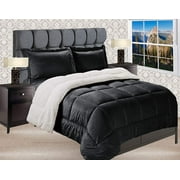 MicroMink Sherpa Reversible Microsuede Comforter Set, King, Black
