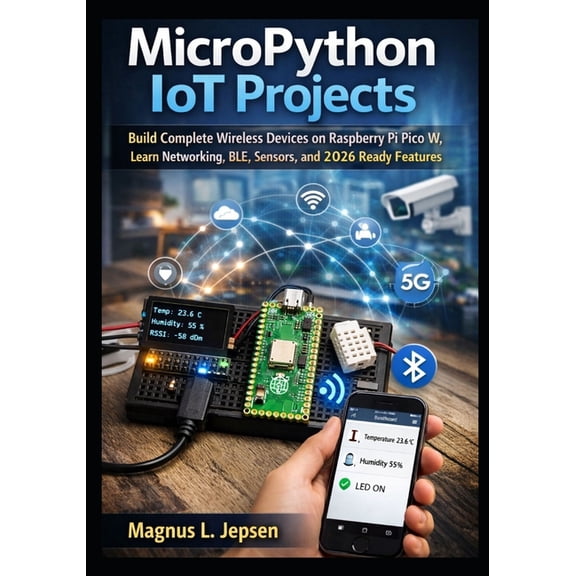 MicroPython IoT Projects: Build Complete Wireless Devices on Raspberry Pi Pico W, Learn Networking, BLE, Sensors, and 20, (Paperback)