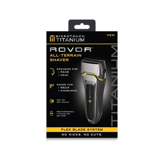 MicroTouch Titanium Rovor All Terrain Electric Shaver for Face and Head, Instant and Painless, Black