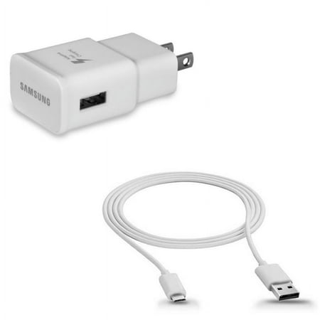 MicroUSB 10ft USB Cable w Adaptive Fast Home Charger L1V for Alcatel Idol 4, Fierce 4 2, Evolve 2, 1x Evolve - ASUS ZenFone Max Plus M1, PadFone X mini, 5Q 3 Max 2E 2 - Blackberry DTek50