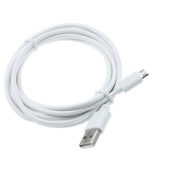 MicroUSB 6ft USB Cable for LG K8X, Tribute Monarch, Phoenix 5, Fortune 3, Aristo 5 - Charger Cord Power Wire Long TPE Fast Charge High Speed Sync White V7K
