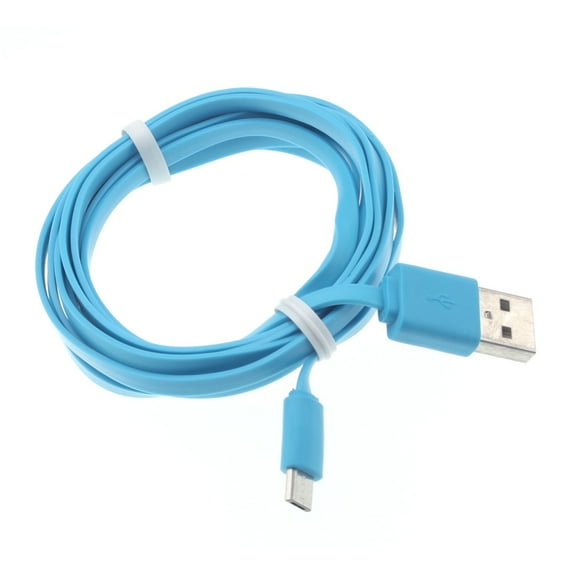MicroUSB 6ft USB Cable for LG K8X, Tribute Monarch, Phoenix 5, Fortune 3, Aristo 5 - Charger Cord Power Wire Sync Flat Blue Fast Charge V3K