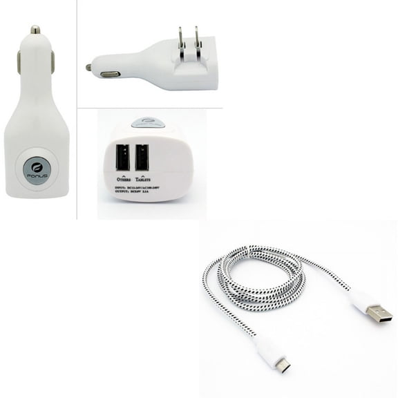 MicroUSB 6ft USB Cable w 2-Port USB Car Home Charger L9P for Samsung Galaxy J7 Perx, S7 Edge S6 Edge+ Edge Active S5 Active, S4 Active (GT-i9295) S3 On5 Express Prime Note Edge Core Prime 5 4