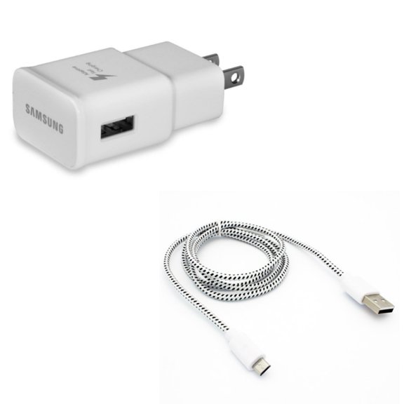 MicroUSB 6ft USB Cable w Adaptive Fast Home Charger A9L for LG Logos, K10 K30, Sunrise, G3, Volt, K3, Harmony, Lucky, Leon, K8, Fortune, Realm, G4, Aristo, Risio, Treasure, X Venture