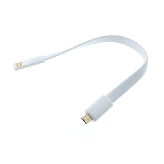 MicroUSB Short USB Cable for LG K8X, Tribute Monarch, Phoenix 5, Fortune 3, Aristo 5 - Charger Cord Power Wire Flat Fast Charge Sync Magnetic White V4K