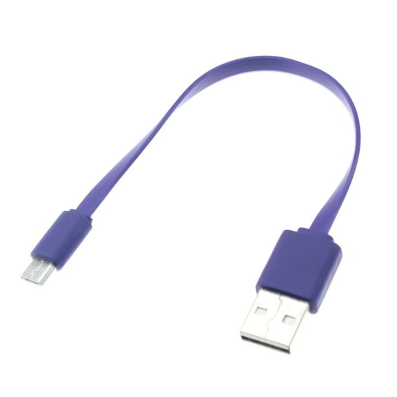 MicroUSB Short USB Cable for LG K8X, Tribute Monarch, Phoenix 5, Fortune 3, Aristo 5 - Purple Charger Cord Power Wire Flat Fast Charge Sync W9G