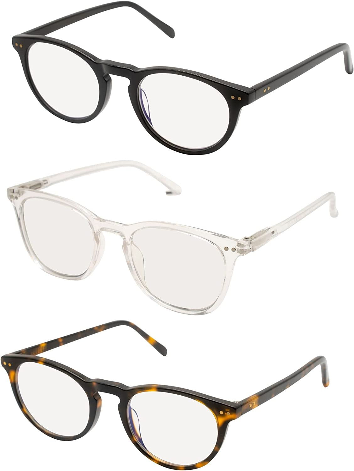 MicroVision Optical Futura 3P Blue Light Reading Glasses, Classic +2.00