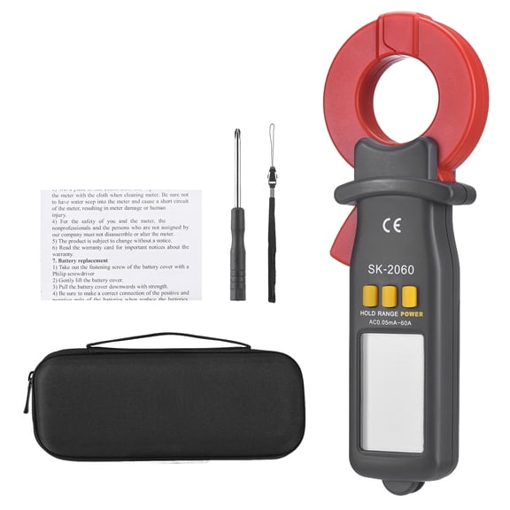 Microamp Clamp Meter 60A AC DC Current Leakage Tester Clamp Meter, Auto Range Hold Ammeter, Counts Micro Current Detector, for Ground Fault Current Measurement with Resolution
