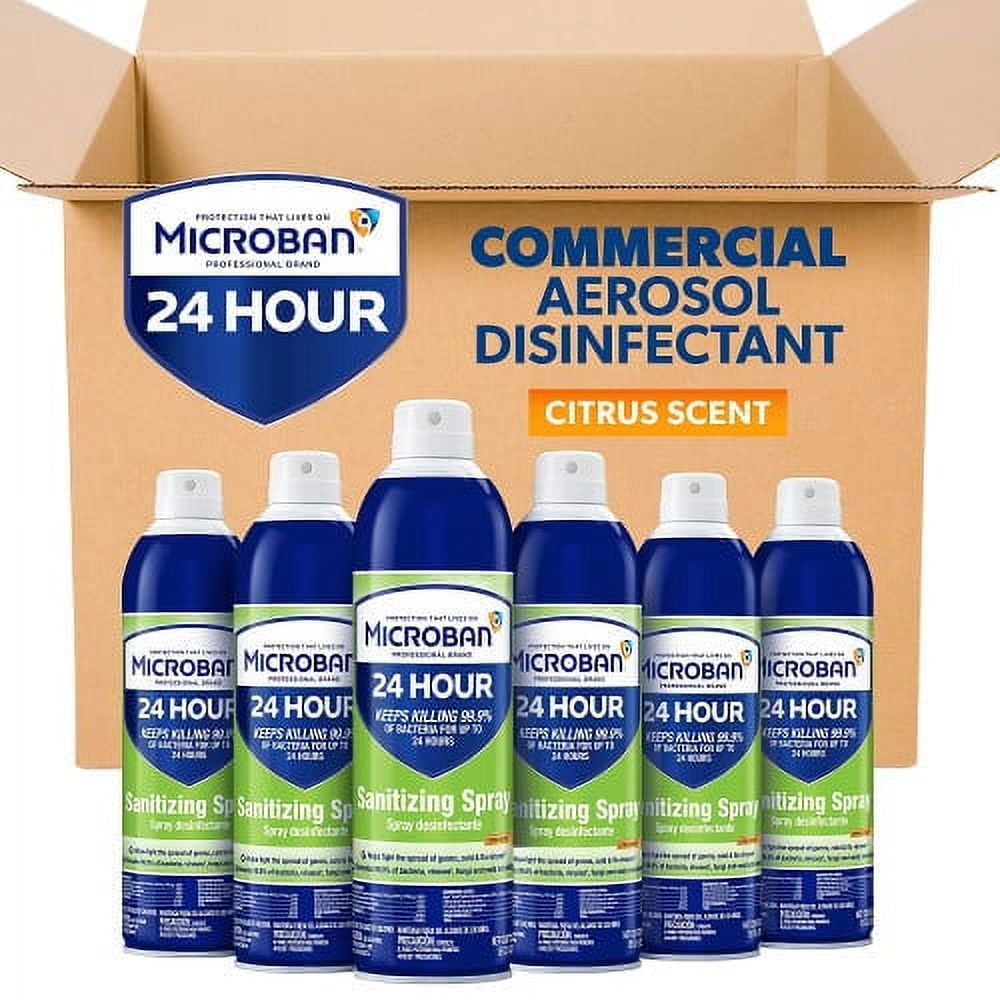 Microban 24Hour Disinfectant Sanitizing Spray, Citrus, 15 oz Aerosol