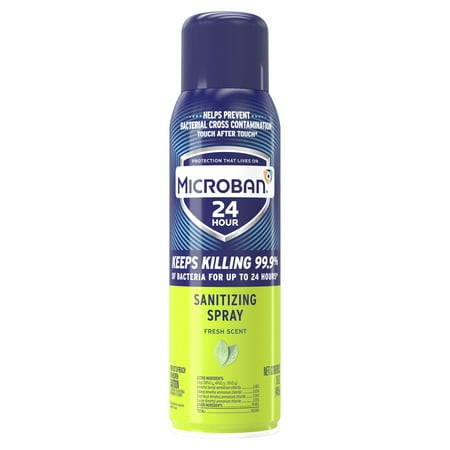 Microban 24 Hour Disinfectant Sanitizing Spray, Fresh Scent, 1 Can, 15 oz
