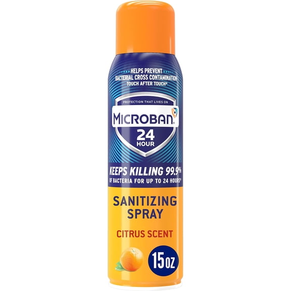 Microban Citrus Scent 24 Hour Disinfectant Sanitizing Spray, 15 Oz, 6 Pack
