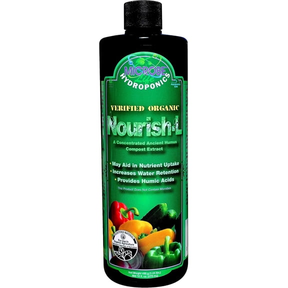 Microbe Life Hydroponics Nourish-L Liquid Conditioner, Stimulator to Enhance - Nutrient Absorption for Fruits & Vegetables, Use with Any Feeding Systems Including Hydroponics or Soil, 16 Fl Oz