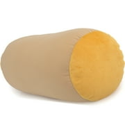 Microbead Bolster Neck Roll Pillow, Gently On Body, Head, Neck & Shoulders No Pain Rest, Relax Sleep - Silky Feel Prevent Wrinkles & Hair Breakage - Lightweight Cylinder, 14" x 8", Barely Beige