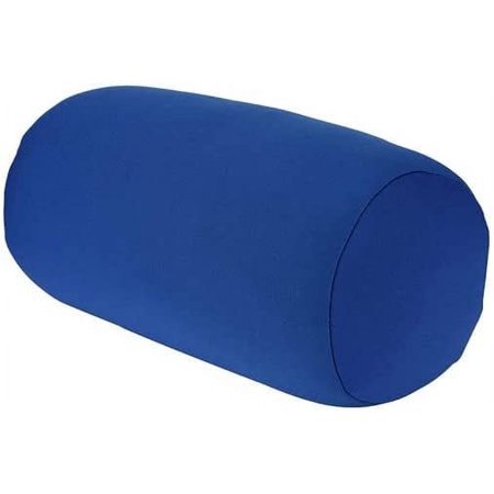 Microbead Bolster Squishy, Orthopedic Round Cylinder Neck Support Roll Pillow Memory Foam Reduce Back Pain- Blue - 7" x 12"