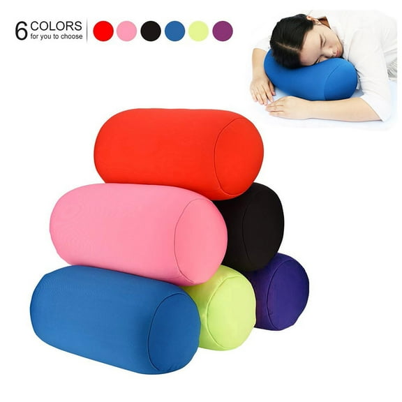 Microbead Neck Pillow, Solid Color Cylindrical Lumbar Cushion, Soft Foam Particle Support Pillow, Office Nap Travel Home Seat Head Rest Cushion (Black)