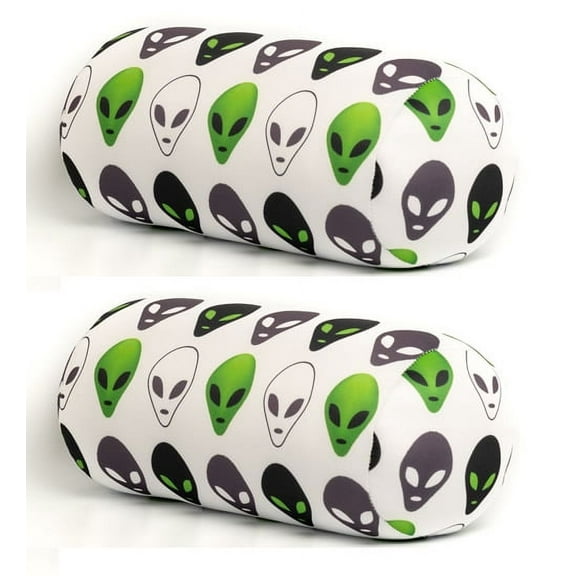 Microbead Space Alien Roll Pillow Combo Pack 2 Pillows Sci-fi UFO Movie Fan [White]
