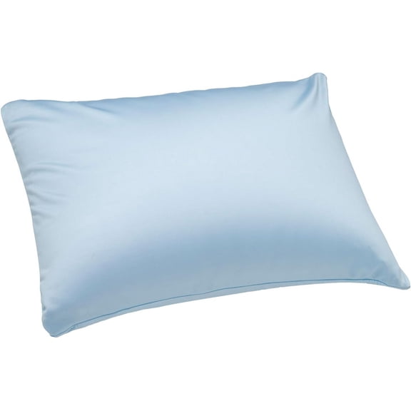 Microbead Neck Pillow with Removable Cover, 16" x 12" Decorative Throw Pillow for Bed, Couch, Sofa – Light Cyan Silky Support