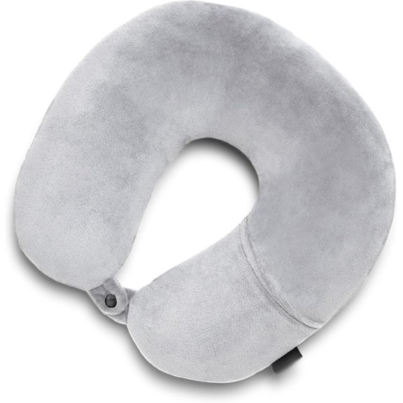 Microbead Travel and Pillow Lightweight and Plush with Phone or Headphone Pocket, Grey